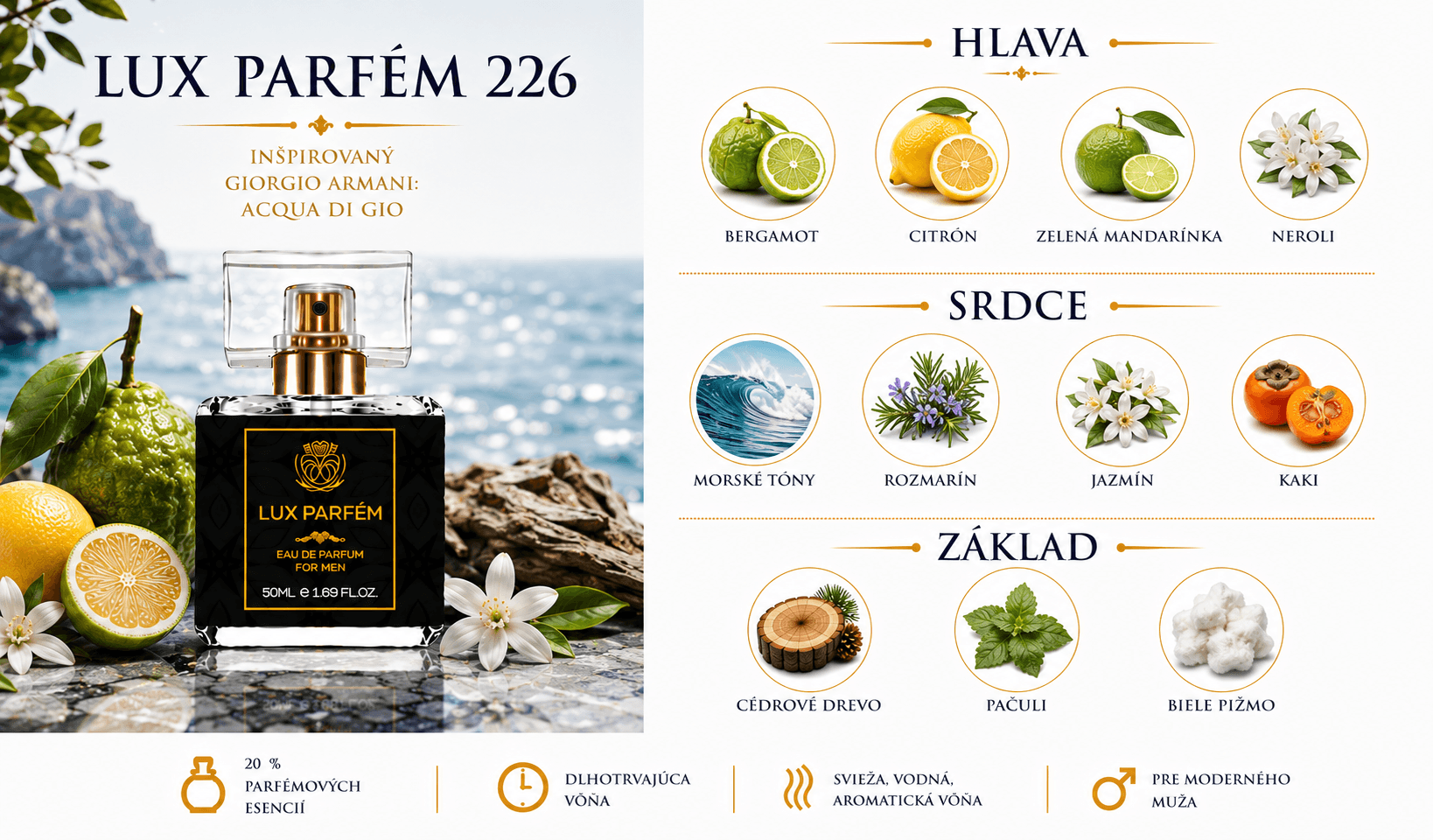 Lux Parfém 226 – Inšpirovaný Giorgio Armani: Acqua di Gio